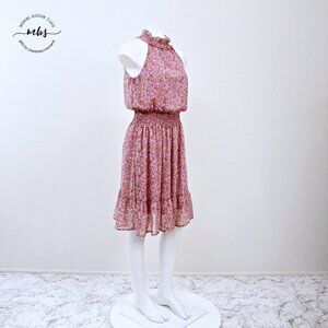 NWT West Kei Halter Neck Sleeveless Floral Lined Midi Dress Multicolor Women S